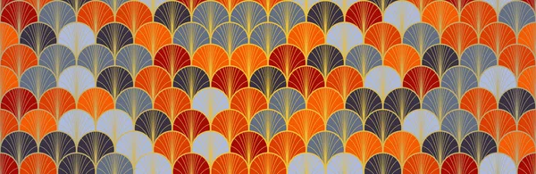 Japanese Fan Golden Seamless Pattern Elegant Kimono Fabric Geometric Bohemian — Stock Photo, Image