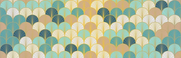 Japanisches Fächermuster Mit Goldenem Nahtlosen Muster Bohemian Kimono Fabric Geometrischer — Stockfoto