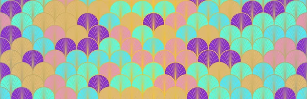 Abanico Japonés Golden Seamless Pattern Bohemian Kimono Textile Impresión Ropa — Foto de Stock