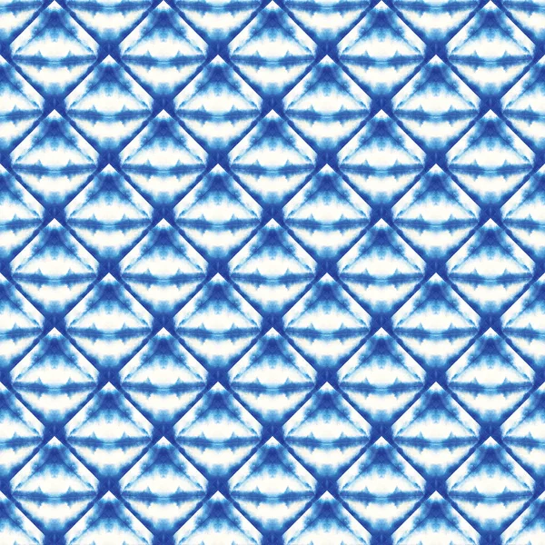 Μπλε Ιαπωνικά Tie Dye Υδατογραφία Seamless Pattern Υδατογραφία Βούρτσα Floral — Φωτογραφία Αρχείου