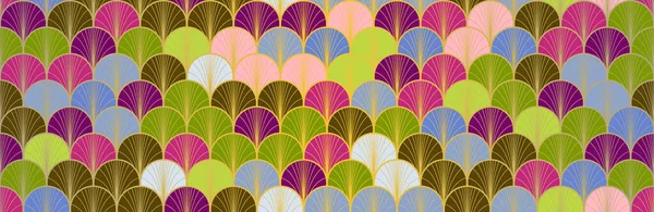 Japanese Fan Golden Seamless Pattern Bohemian Geometric Asian Wave Print — Stock Photo, Image