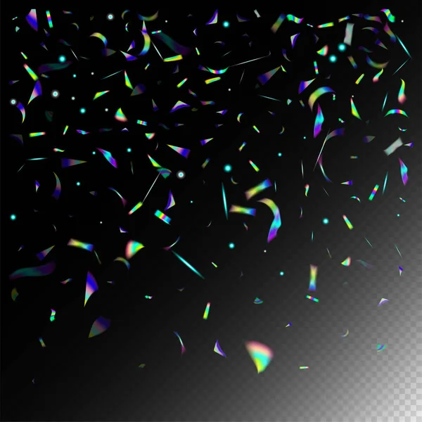 Rainbow Tinsel Tinsel Neonové Fólie Zlaté Průhledné Padající Částice Falling — Stockový vektor