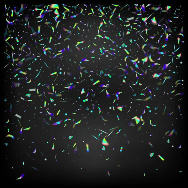 Cair Holograph Confetti Partículas Queda Transparentes Metal Gradient Overlay Neon — Vetor de Stock