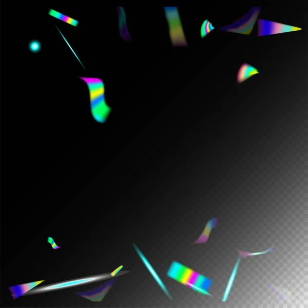 Regenboog Tinsel Gradient Overlay Glare Foil Tinsel Zilveren Transparante Vallende — Stockvector