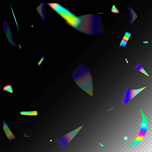 Holograma Voador Confetti Gradient Overlay Glare Foil Tinsel Fundo Celebração — Vetor de Stock