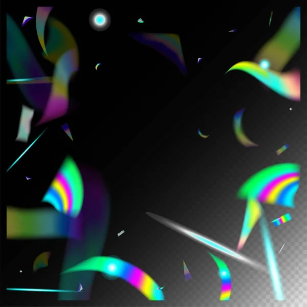 Gradient Overlay Neon Foil Tinsel Rainbow Tinsel Flying Hologram Confetti — 스톡 벡터