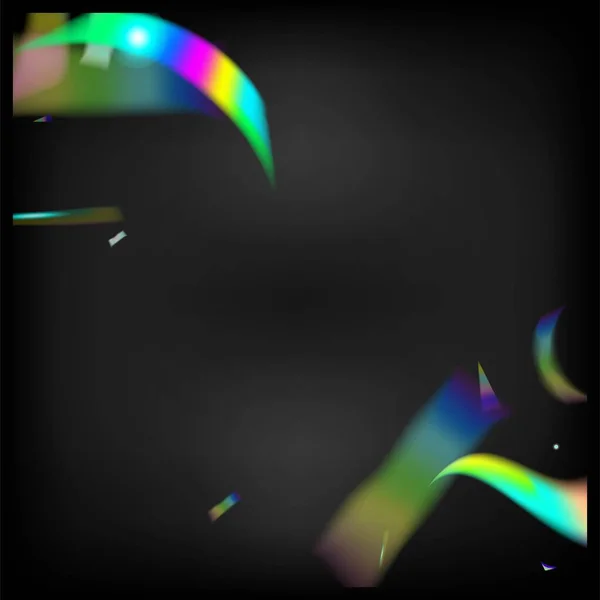 金属透明落下粒子 グラデーションオーバーレイネオン箔ティンセル グラム効果レインボー ホログラム コンフェッティ レインボー ティンセル 青紫緑のお祝いの背景 — ストックベクタ
