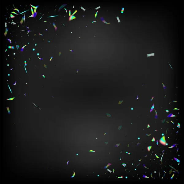 Rainbow Tinsel Blue Purple Green Celebration Background Falling Holograph Confetti — Stockový vektor