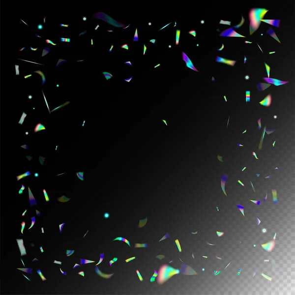 Flying Hologram Confetti Holo Glam Effect Rainbow Tinsel Strålande Överlägg — Stock vektor