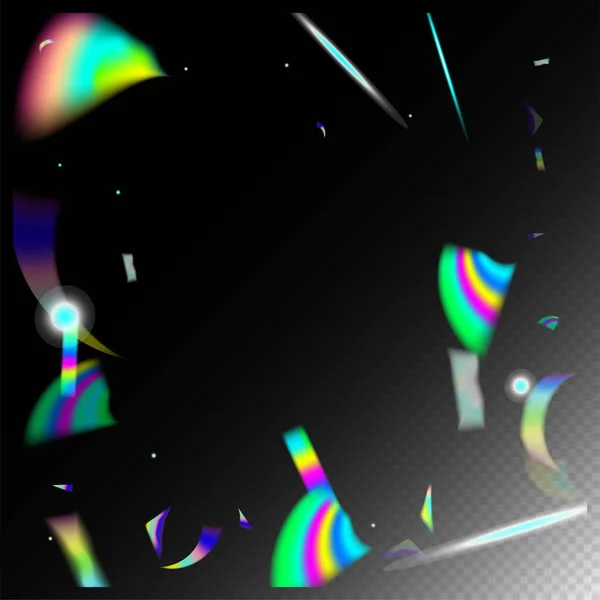 Flying Hologram Confetti Partículas Caídas Transparentes Metal Holo Glitch Effect — Vector de stock