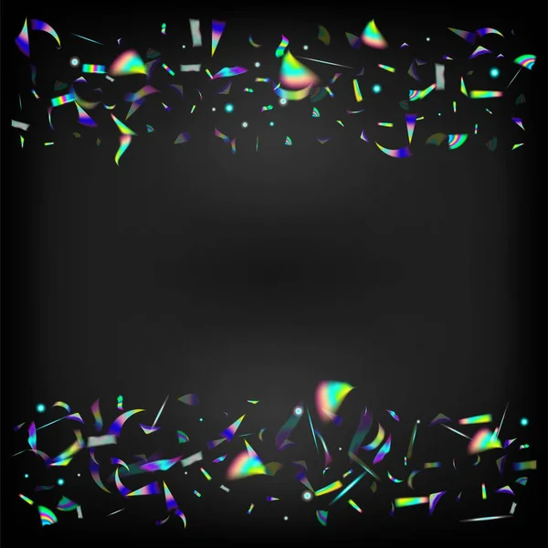 Holo Glitch Effect Rainbow Bokeh Fallendes Hologramm Konfetti Silber Transparent — Stockvektor