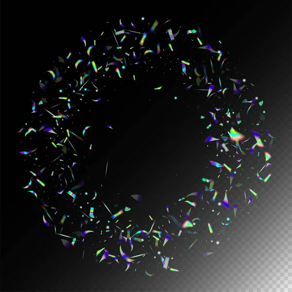 Tinsel Neonové Fólie Létající Hologram Confetti Zlaté Průhledné Padající Částice — Stockový vektor