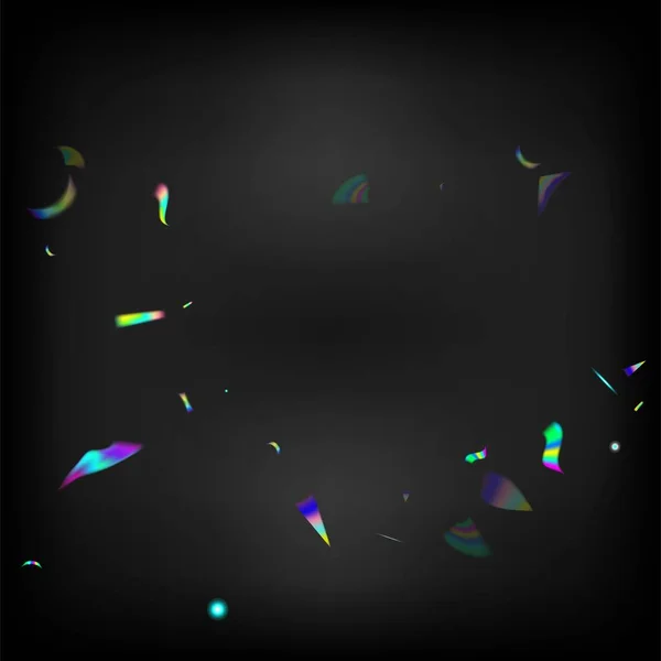 Holo Glitch Effect Rainbow Lights Flying Hologram Confetti Silvergenomskinliga Fallande — Stock vektor