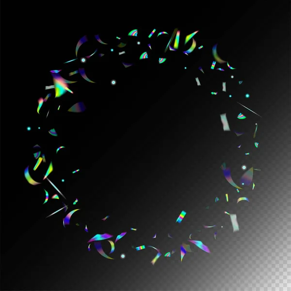 Gold Transparent Falling Particles Holo Glitch Effect Rainbow Bokeh Blue — 스톡 벡터