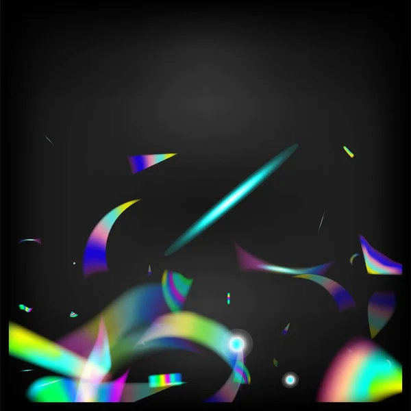 Gradient Overlay Levendige Folie Tinsel Regenboog Tinsel Goud Transparante Vallende — Stockvector