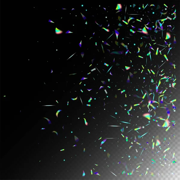 Caída Del Hológrafo Confetti Holo Glitch Effect Rainbow Tinsel Hoja — Archivo Imágenes Vectoriales