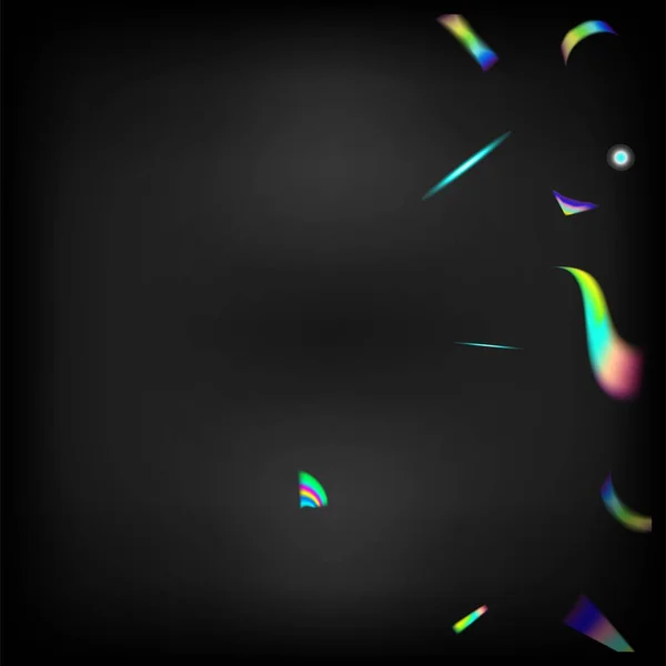 フライング ホログラム コンフェッティ ホログラム効果レインボーライト レインボー ティンセル 緑のお祝いの背景 黄金の透明な落下粒子 グラデーションオーバーレイグレアフォイル Tinsel — ストックベクタ