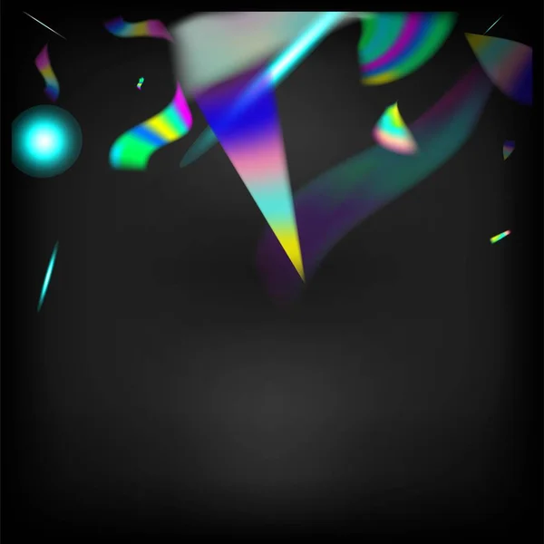 Flying Hologram Confetti Partículas Caídas Transparentes Oro Hoja Deslumbramiento Superposición — Vector de stock