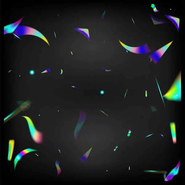 金属透明下落颗粒 Holo Glitch Effect Rainbow Tinsel 云宝汀儿梯度复盖的霓虹灯 下降的全息图Confetti 绿色庆祝背景 — 图库矢量图片