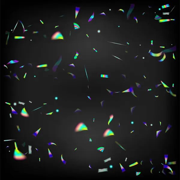 Rainbow Tinsel Fondo Celebración Azul Púrpura Verde Partículas Caídas Transparentes — Archivo Imágenes Vectoriales