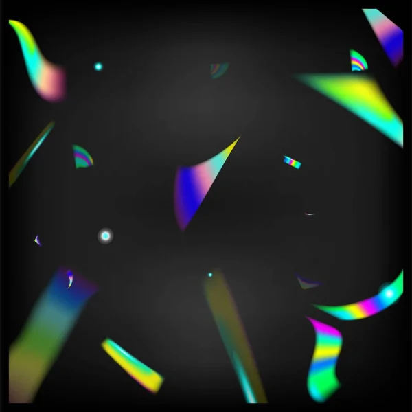 グラデーションオーバーレイネオン箔ティンセル 緑のお祝いの背景 ホログラム コンフェッティ レインボー ティンセル 金属透明落下粒子 グラム効果 Rainbow Lights — ストックベクタ