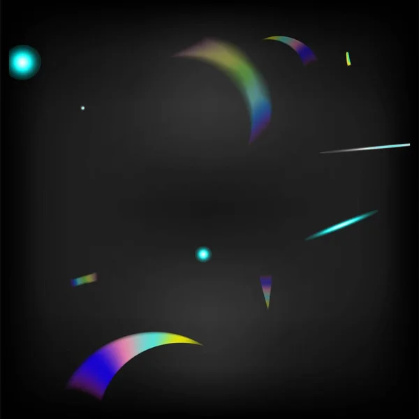 緑のお祝いの背景 グラデーションオーバーレイグレア箔ティンセル レインボー ティンセル フライング ホログラム コンフェッティ 銀透明落下粒子 ホログラム効果 Rainbow — ストックベクタ