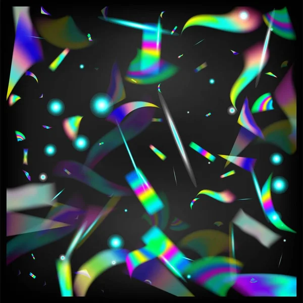 Bleu Violet Vert Fond Célébration Gradient Overlay Neon Foil Tinsel — Image vectorielle