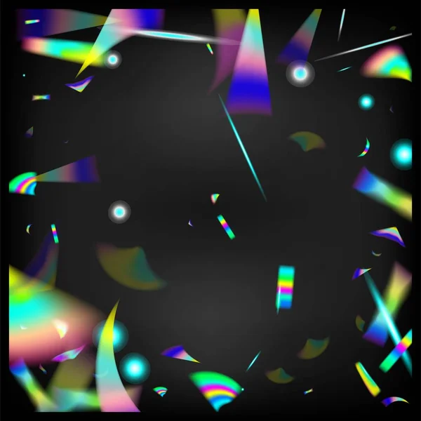 Particules Chute Transparentes Argentées Gradient Overlay Neon Foil Tinsel Rainbow — Image vectorielle