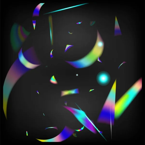 Holo Glam Effect Rainbow Tinsel 金属透明下落颗粒 云宝汀儿下降的全息图Confetti 渐变的叠层闪烁着萤光 绿色庆祝背景 — 图库矢量图片