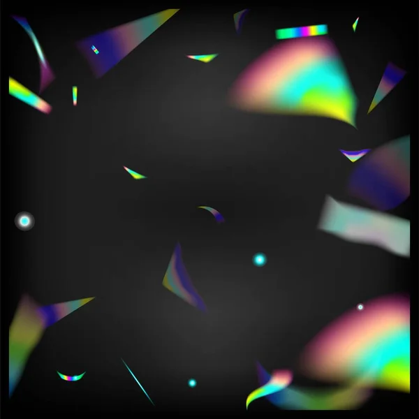 Particles Jatuh Transparan Emas Jatuh Holograph Confetti Gradien Overlay Glare - Stok Vektor
