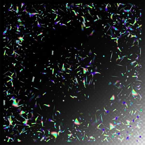 Caída Del Hológrafo Confetti Rainbow Tinsel Holo Glam Effect Rainbow — Archivo Imágenes Vectoriales