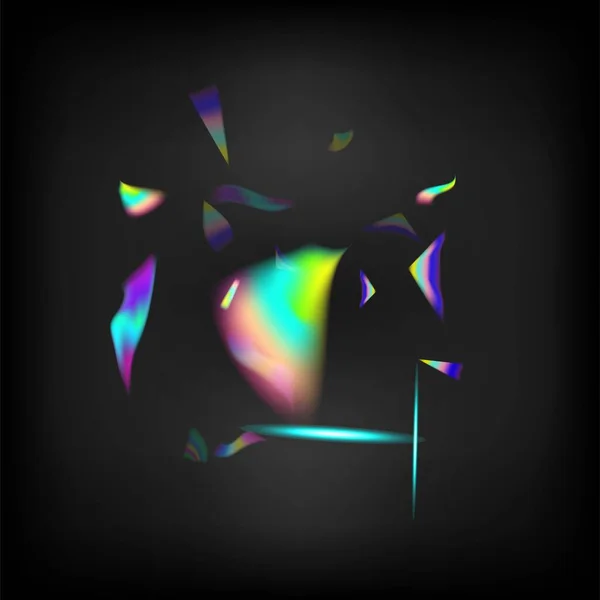 Rainbow Tinsel Jatuh Hologram Confetti Gradien Overlay Vivid Foil Tinsel - Stok Vektor