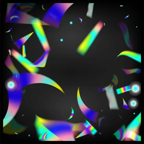 Partikel Jatuh Transparan Logam Holograph Terbang Confetti Holo Glitch Effect - Stok Vektor