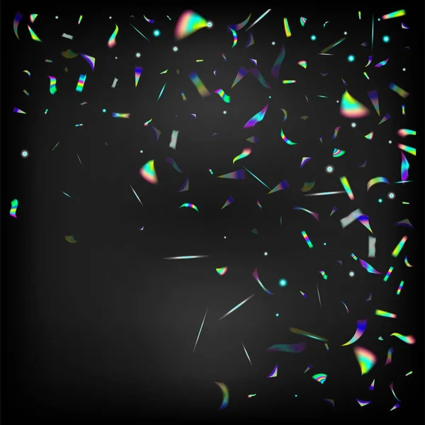 Caída Del Holograma Confetti Holo Glitch Effect Rainbow Tinsel Fondo — Archivo Imágenes Vectoriales