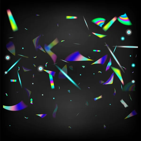 Rainbow Tinsel Particles Jatuh Transparan Emas Gradien Overlay Neon Foil - Stok Vektor
