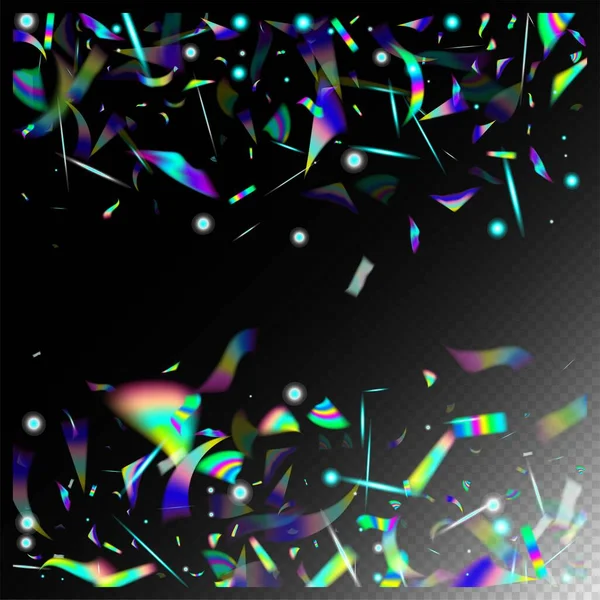 Silver Transparent Falling Particles Blue Purple Green Celebration Background Flying — 스톡 벡터