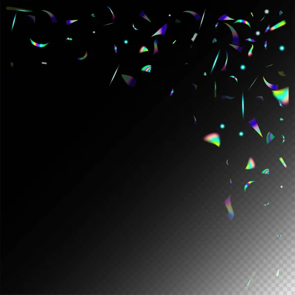 Sovrapposizione Gradiente Neon Foil Tinsel Olografico Volante Confetti Particelle Caduta — Vettoriale Stock