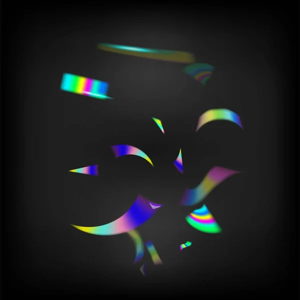 レインボー ティンセル 銀透明落下粒子 ホログラム コンフェッティ グラデーションオーバーレイグレア箔ティンセル 緑のお祝いの背景 ホログリッチ効果 Rainbow Bokeh — ストックベクタ
