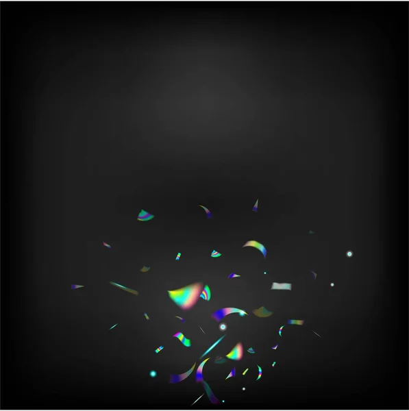 Gümüş Şeffaf Düşen Parçacıklar Düşen Hologram Konfeti Gökkuşağı Tinsel Holo — Stok Vektör