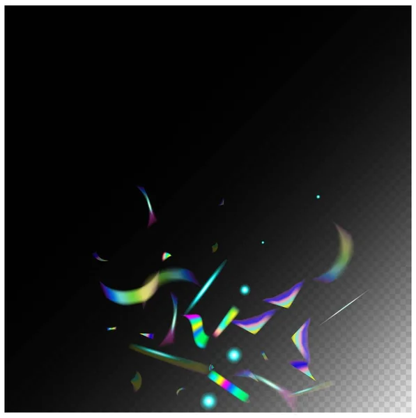 Jatuh Holograph Confetti Particles Jatuh Transparan Emas Rainbow Tinsel Gradien - Stok Vektor