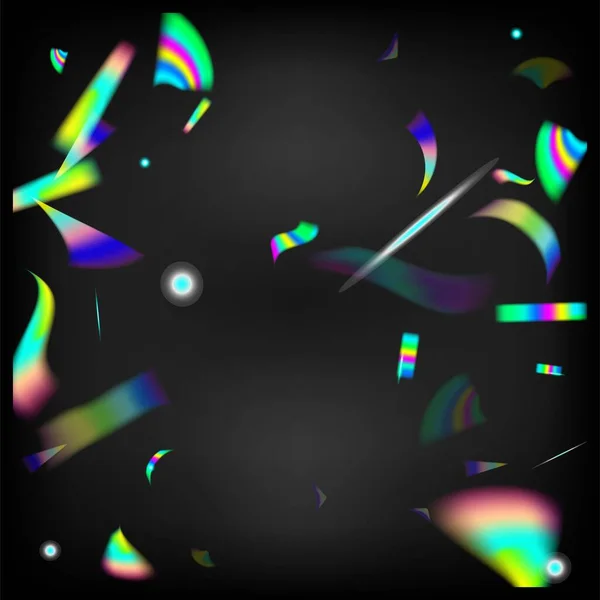 Rainbow Tinsel Gradient Overlay Glare Foil Tinsel Padající Hologram Confetti — Stockový vektor