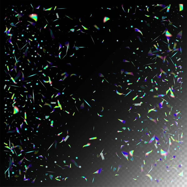 Biru Ungu Hijau Perayaan Latar Belakang Hologram Terbang Confetti Rainbow - Stok Vektor