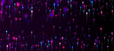 Pembe Mor Soyut Duvar Kağıdı. Ağ Bilimsel Sancak. Neon Light Pins elementleri. Büyük Veri Yapay Zeka Ethernet Teknoloji Arkaplanı. Sosyal Bilimler Fiber Optik Işık İğneleri.
