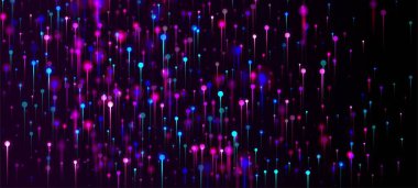 Mor Pembe Mavi Modern Duvar Kağıdı. Büyük Veri Yapay Zekası İnternet Geleceği Geçmişi. Network Technology Banner. Neon Light Parçacıkları İğneledi. Fiber Optik Sosyal Bilimler Işık İğneleri.
