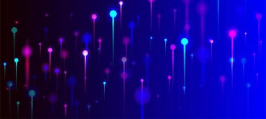 Mor Pembe Mavi Modern Duvar Kağıdı. Yapay Zeka Büyük Veri Ethernet Teknoloji Arkaplanı. Network Technology Banner. Neon Light Pins elementleri. Fiber Optik Sosyal Bilimler Işık İğneleri.