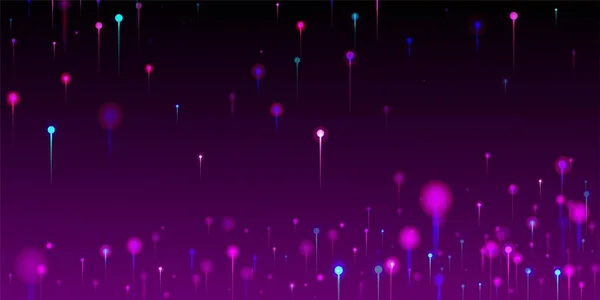 Blauw Paars Roze Abstracte Behang Netwerktechnologie Banner Levendige Lichtknooppunten Deeltjes — Stockvector