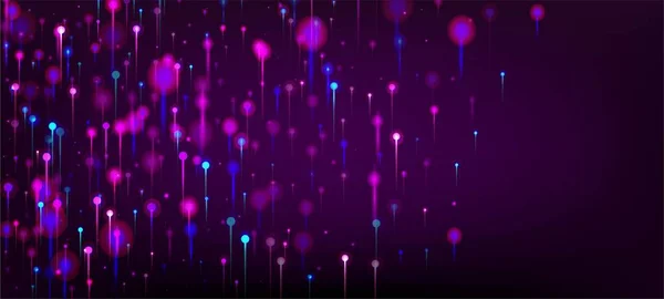 Bleu Violet Rose Fond Moderne Bannière Technologie Réseau Particules Lumineuses — Image vectorielle