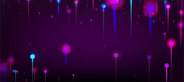 パープルブルーピンクのモダンな壁紙 人工知能ビッグデータインターネット技術の背景 ネットワーク技術バナー 明るい光の粒子 光ファイバー 社会科学ライトピン — ストックベクタ