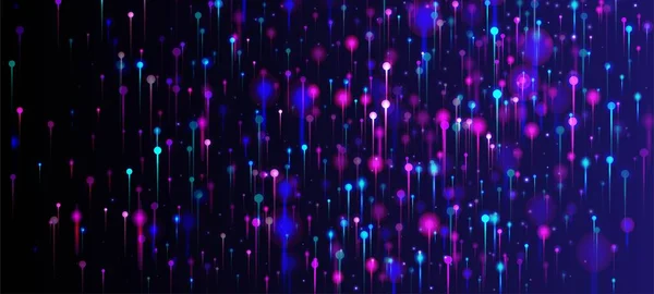 パープルピンクブルーのモダンな壁紙 ネットワーク科学バナー 鮮やかなライトノード要素 人工知能ビッグデータインターネット技術の背景 光ファイバー 社会科学ライトピン — ストックベクタ