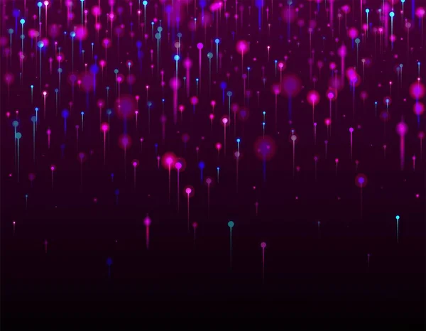 Синій Фіолетовий Рожевий Абстрактний Фон Неонові Світлові Вузли Частинки Мережевий — стоковий вектор